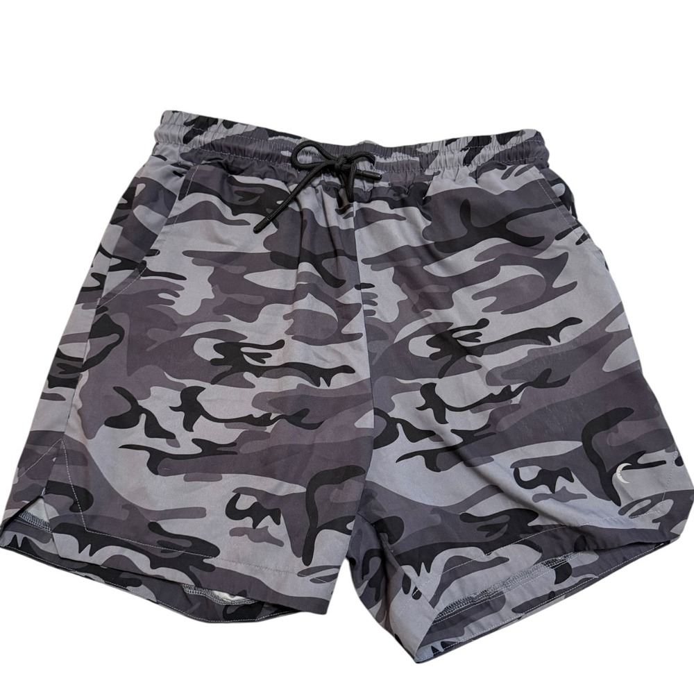 Zyia Active Men's Gray Camo 5 Star Lined Running Shorts Workout Size M Athletic‎